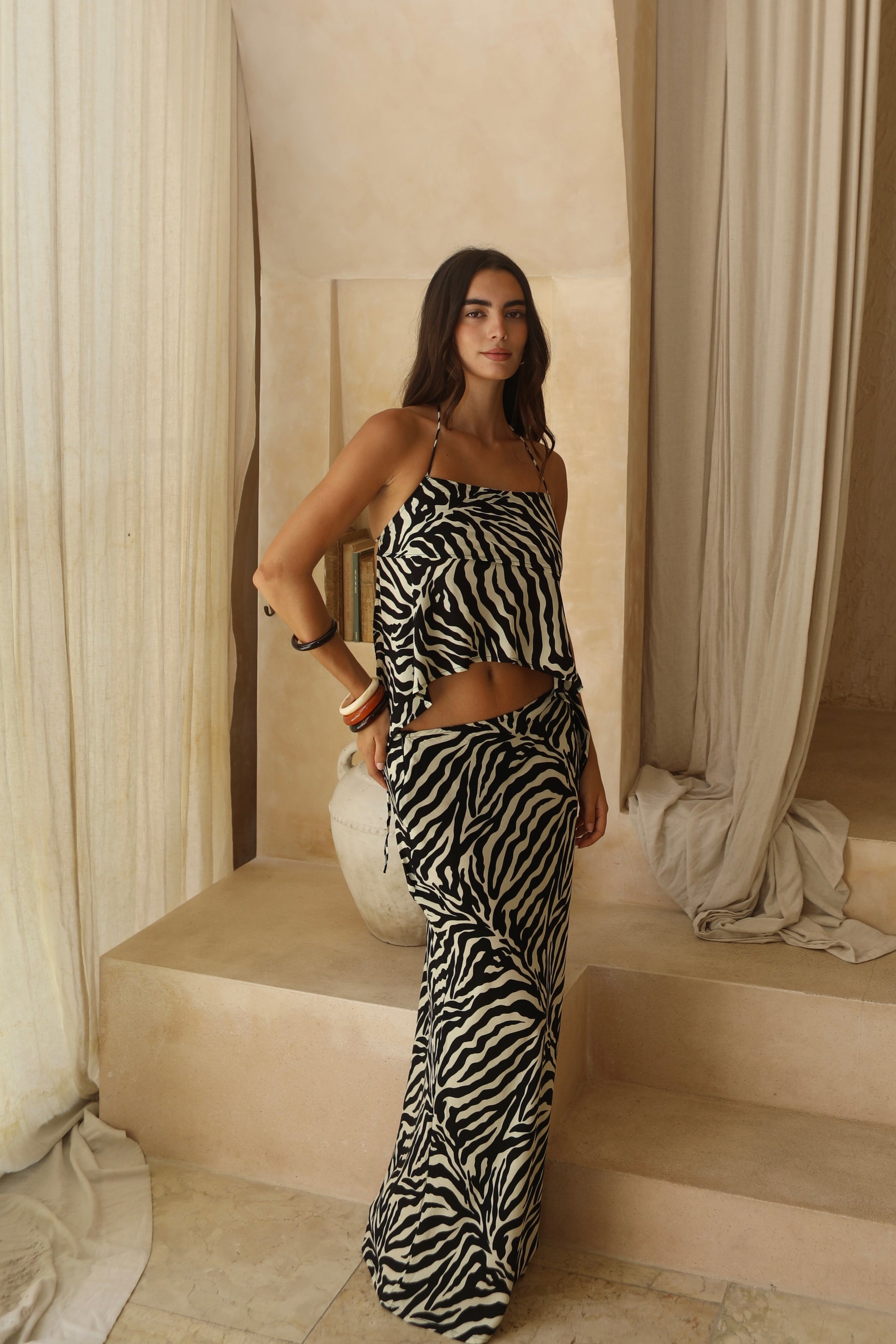 WILD SET – Ensemble Deux-Pièces Crop Top & Jupe Zèbre | by Paquita Exbrayat
